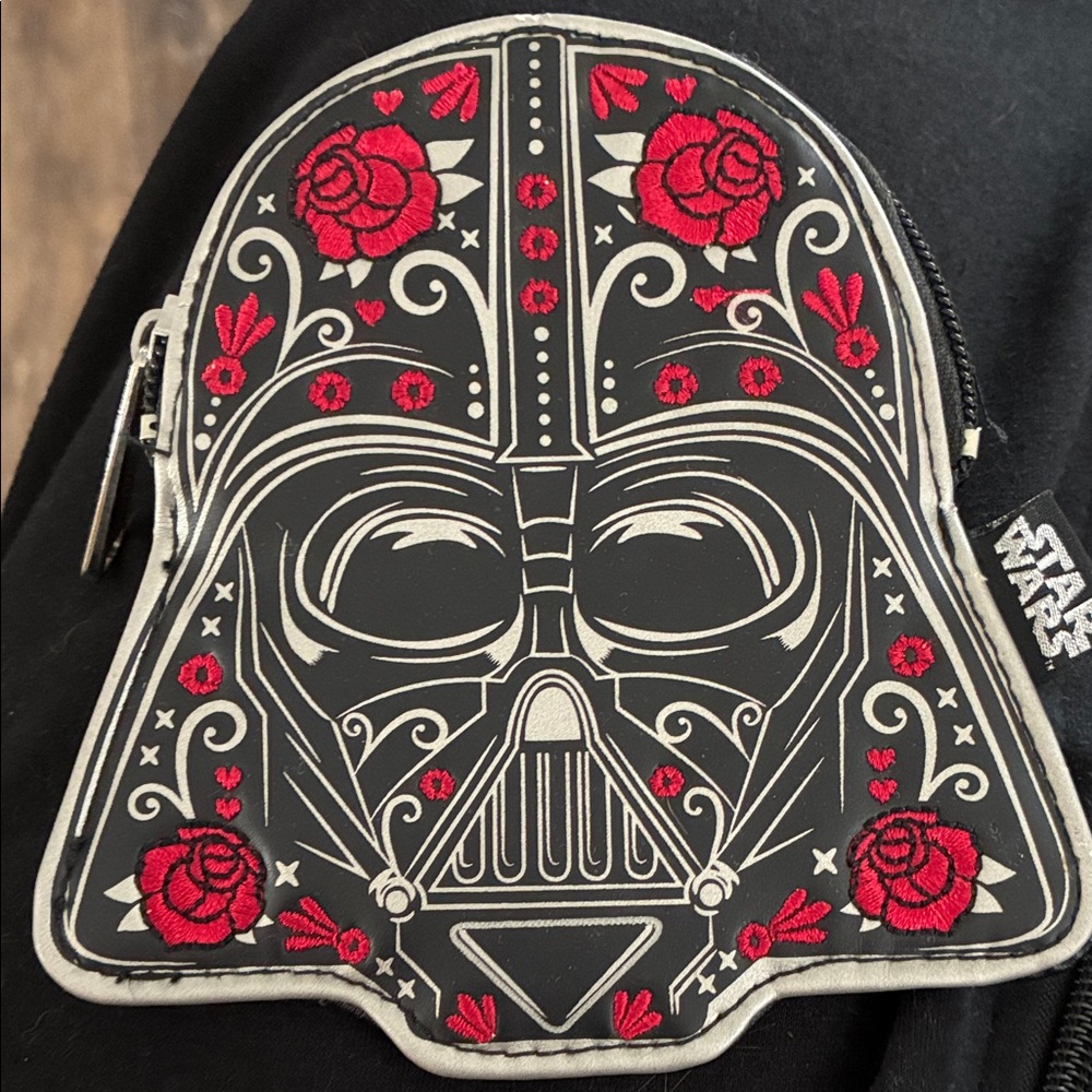LOUNGEFLY Star Wars Darth Vader Black and Red Floral Pouch